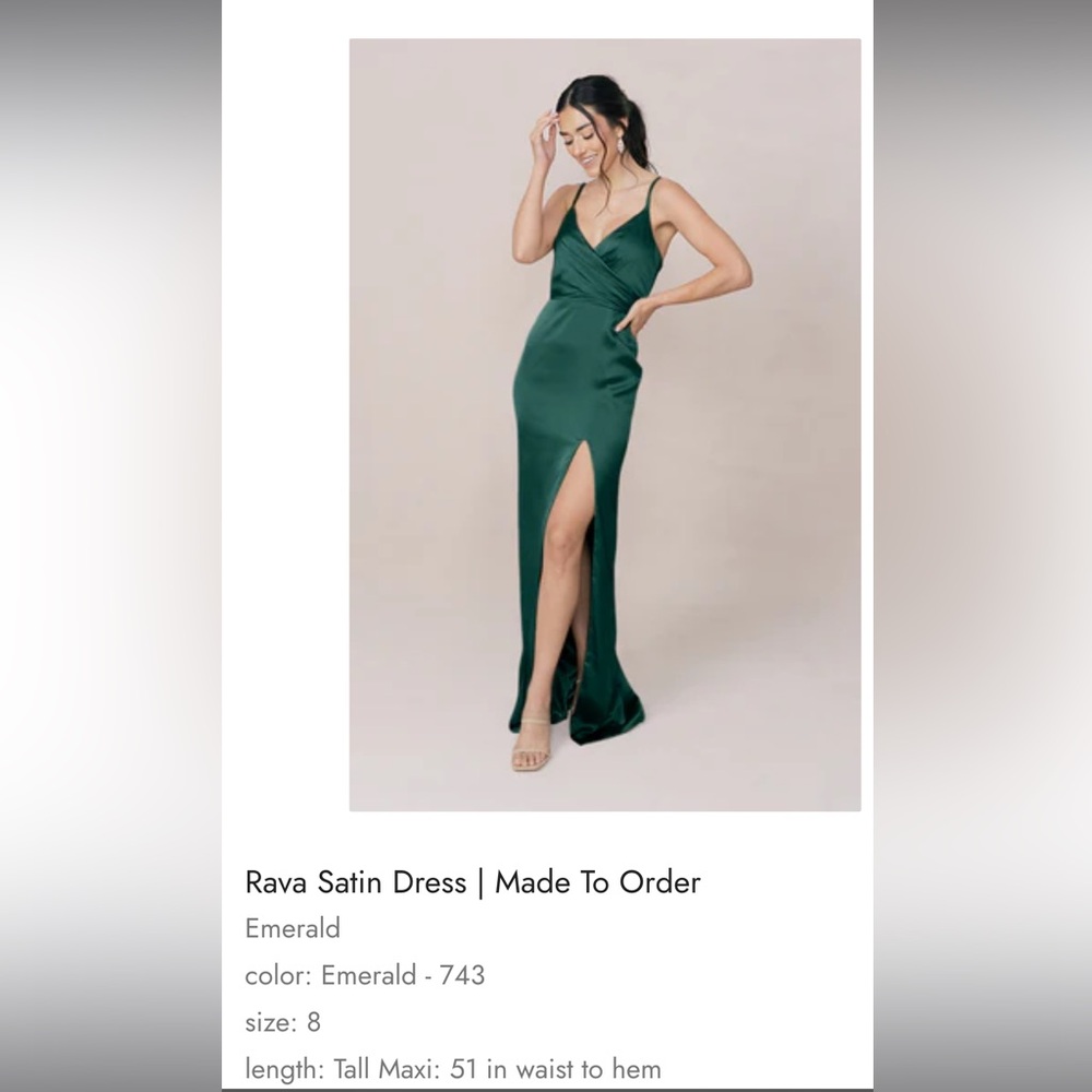 Revelry Rava Satin Dress - Emerald - 8 Tall